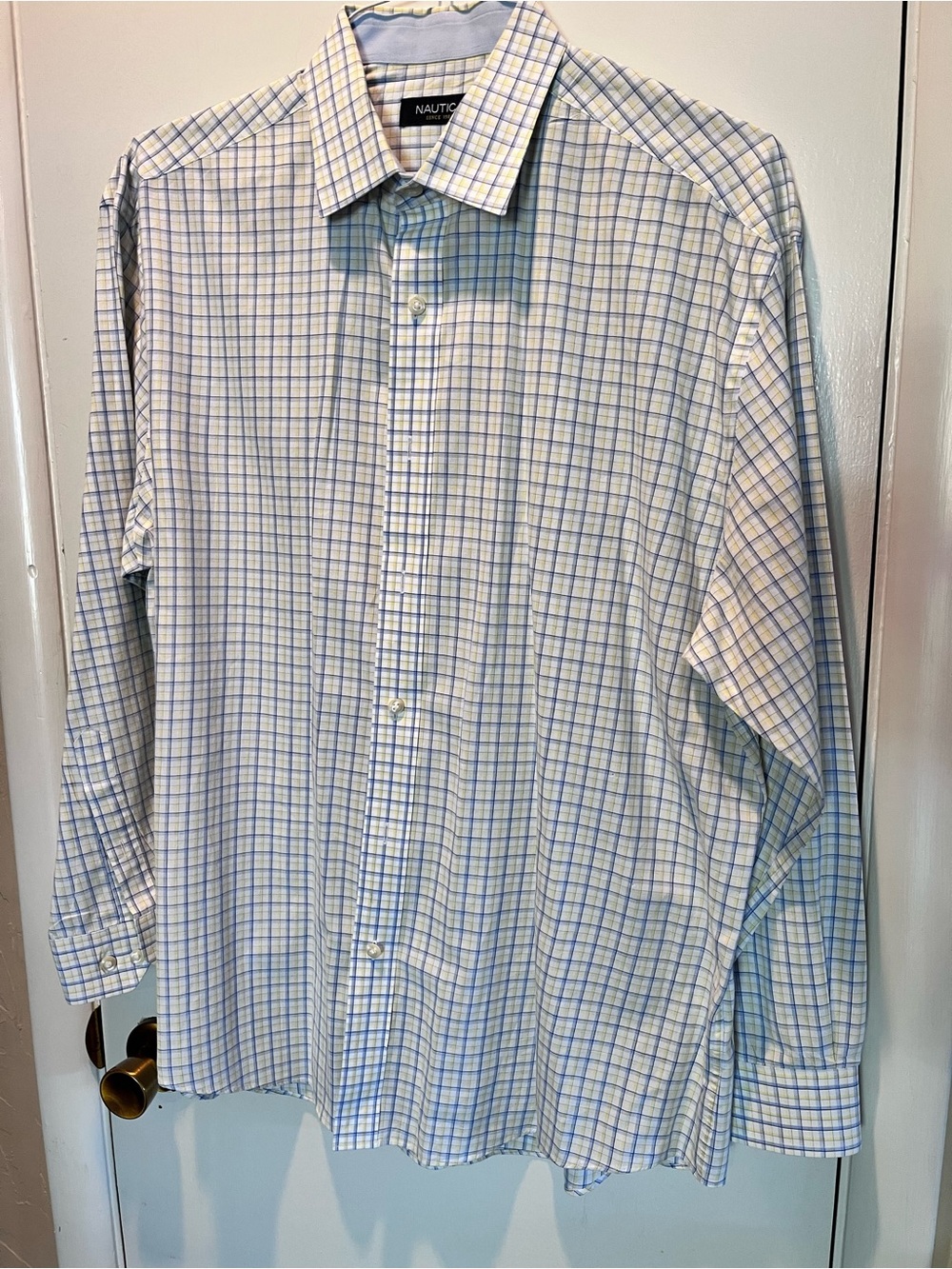 Nautica Light Blue & White Checked Dress Shirt
